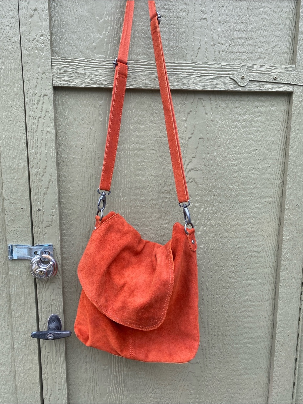 Orange Suede Shoulder Bag - Classic Casual Carry